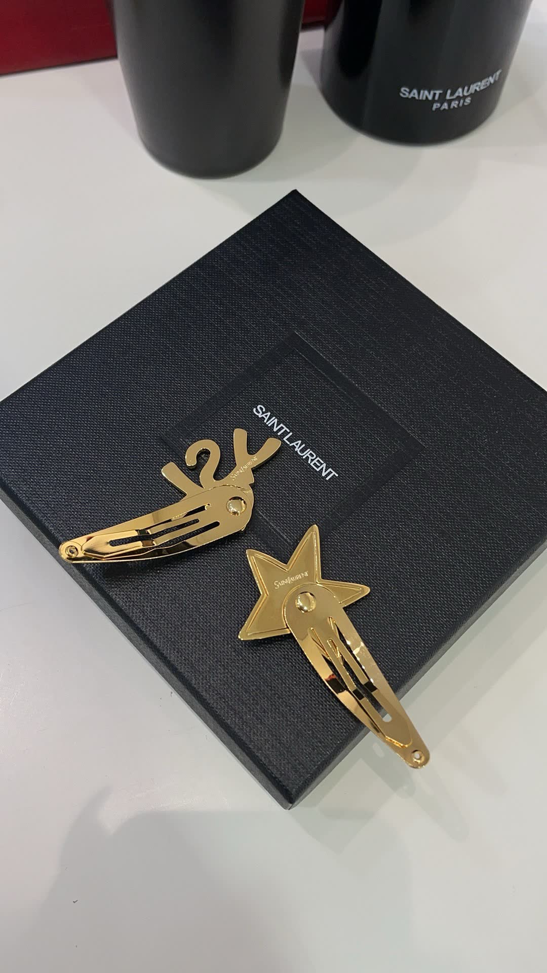 YSL Saint Laurent Gold Hair Clips Set